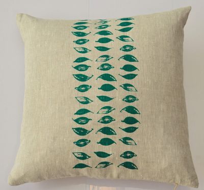 Linen Cushion : Seedpods in Rainforest Green