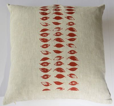 Linen Cushion : Seedpods in Kimberley Red