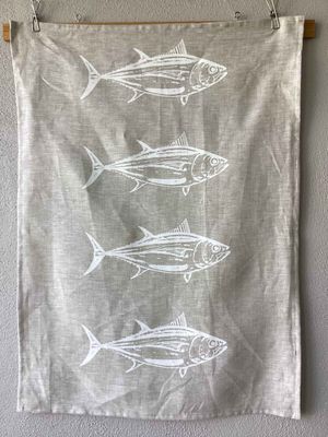 Linen tea towel  : Tuna