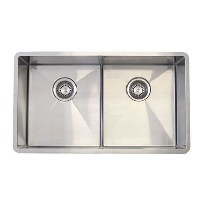 Kitchen Sink | Compatto Double Bowl 760x440x225mm - 304 S/Steel Radial Corner Sink - Code: TKS-C400R