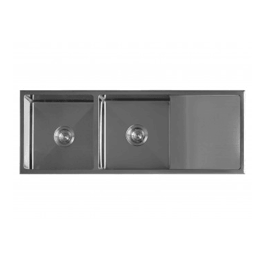 Kitchen Sink | Q4 Double Bowl Radial Corner | Flat Bed Drainer | 1130x450x200 - TKS-410R