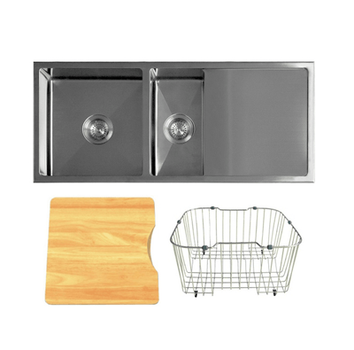 Kitchen Sink | Q4 1-1/2 Bowl Radial Corner | Flat Bed Drainer | 1040X250X200mm-TKS-210RA