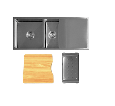 Kitchen Sink | Q4 Topmount 1-1/2 Bowl Radial Corner | Flat Bed Drainer | 1040X250X200mm -TKS-210RB