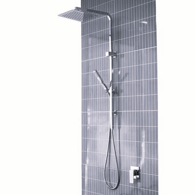 Shower | quattro Combo Overhead Shower &amp; Rail - w/- Hand Shower - Chrome - Code: TSR-08B