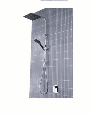 Shower | Zircone Combo Overhead Shower &amp; Rail with Hand Shower - Matte Black/Chrome - Code: TSR-07SC