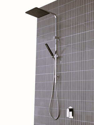 Shower | Zircone Combo Overhead Shower &amp; Rail with Hand Shower - Matte Black/Chrome - Code: TSR-07C