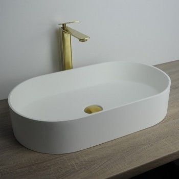 Basin | Above Counter 600mm - Oval - Solid Surface - White - Code: TB-SSCT600