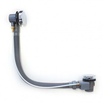 Bath Overflow Kit | Remote Plug &amp; Waste | Dome | Length - 700mm  | Chrome | BD-025-700