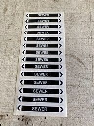 Sewer Mini Pipe Labels - Price per sheet - Code: SEWL14