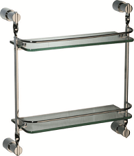 Sapphire 2-Tier Glass Shelf - Brass - Chrome - Code: T1116