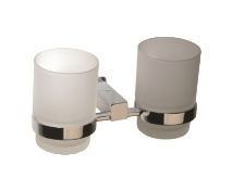 Chalcedony Dual Tumbler Holder - Frosted Glass/Chrome - Code: T2702