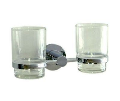 Cosmos Dual Tumbler Holder - Clear Glass/Chrome - Code: T2502