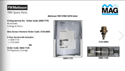 FM MATTSSON TMV 5190-9219 - 5 Year O-Ring Service Kit - Code: 3699-7170