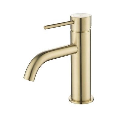 Basin Mixer - Novetti - Curved Spout - Brushed Gold - WELS 4 Star 6.5L/M - Code: AN-101BG