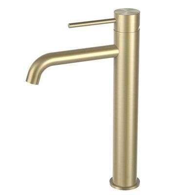 Basin Mixer - Novetti - Tower with Curved Spout - Brushed Gold - WELS 4 Star 6.5L/M - Code: AN-103BG