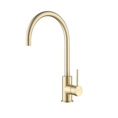 Novetti Sink Mixer - Brushed Gold - Hi-Rise Goose Neck - Code: AN-201BG