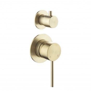 Wall Mixer | Novetti wall mixer with diverter - Brushed Gold - Brass Backing Plate - Code: AN-402BG