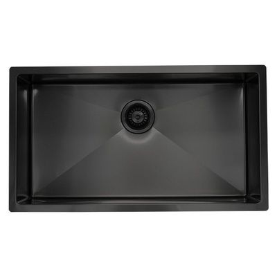 Kitchen Sink | Matte Black Single Bowl - 750 x 400 x 250mm - Radial Corner - Code: TKS-750R/MB