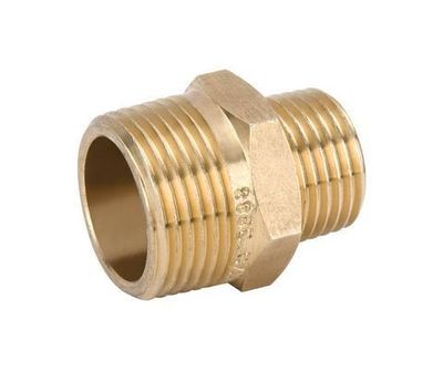 Brassware | 20 x 15mm Reducing Hex Nipple - Brass -  Code: AW685