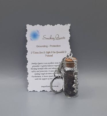 Smokey Quartz Key Chain Bottle