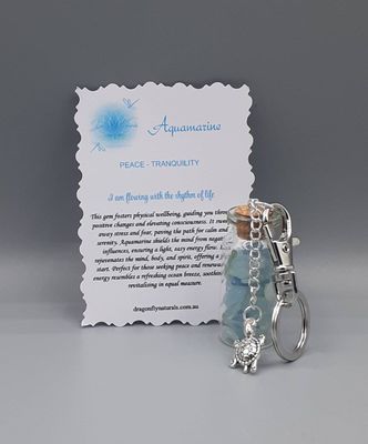 Aquamarine Crystal Key Chain Bottle