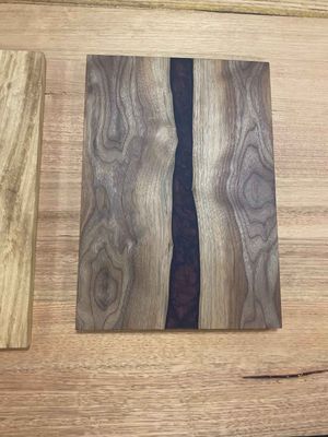 Walnut &amp; Deep Red timber river serving board