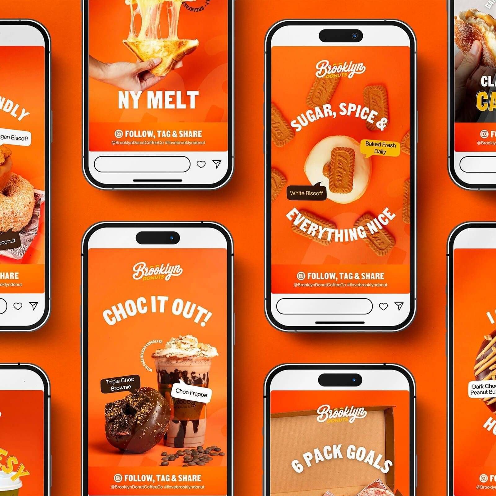 A visual of graphic design work completed for Brooklyn Donuts Brisbane by Harbrow Creations