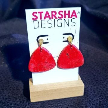 Red Hot Triangle Drops Earrings