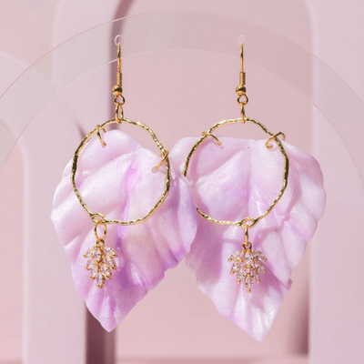 Statement Large Lavender Leaf Earrings