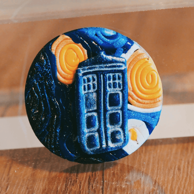 Starry Night Blue Box Round Pin