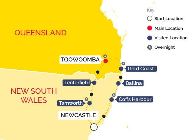 Turtle Hatching in Bundaberg Tour Map