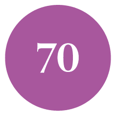 Purple 70 years established icon.