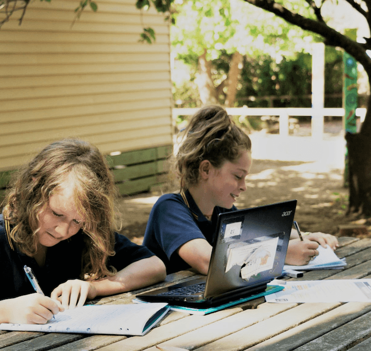Students writing at Red Hill Consolidated School, Mornington Peninsula, Victoria