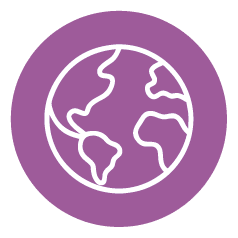 Purple world views icon.