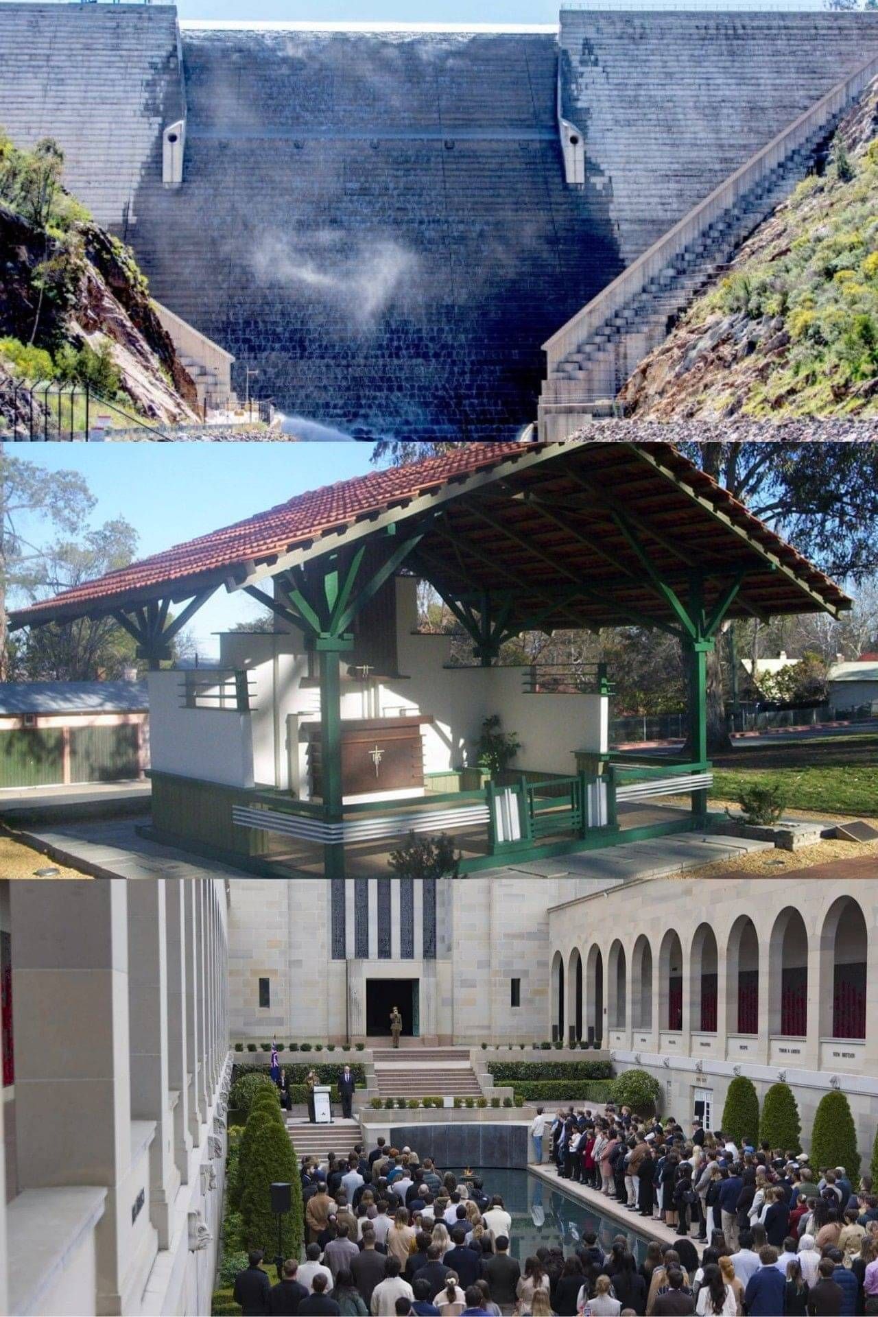 The ANZAC Way Image containing the Cotter Dam Wall, the Changi Chapel, Duntroon, Last Post Ceremony Australian War Memorial