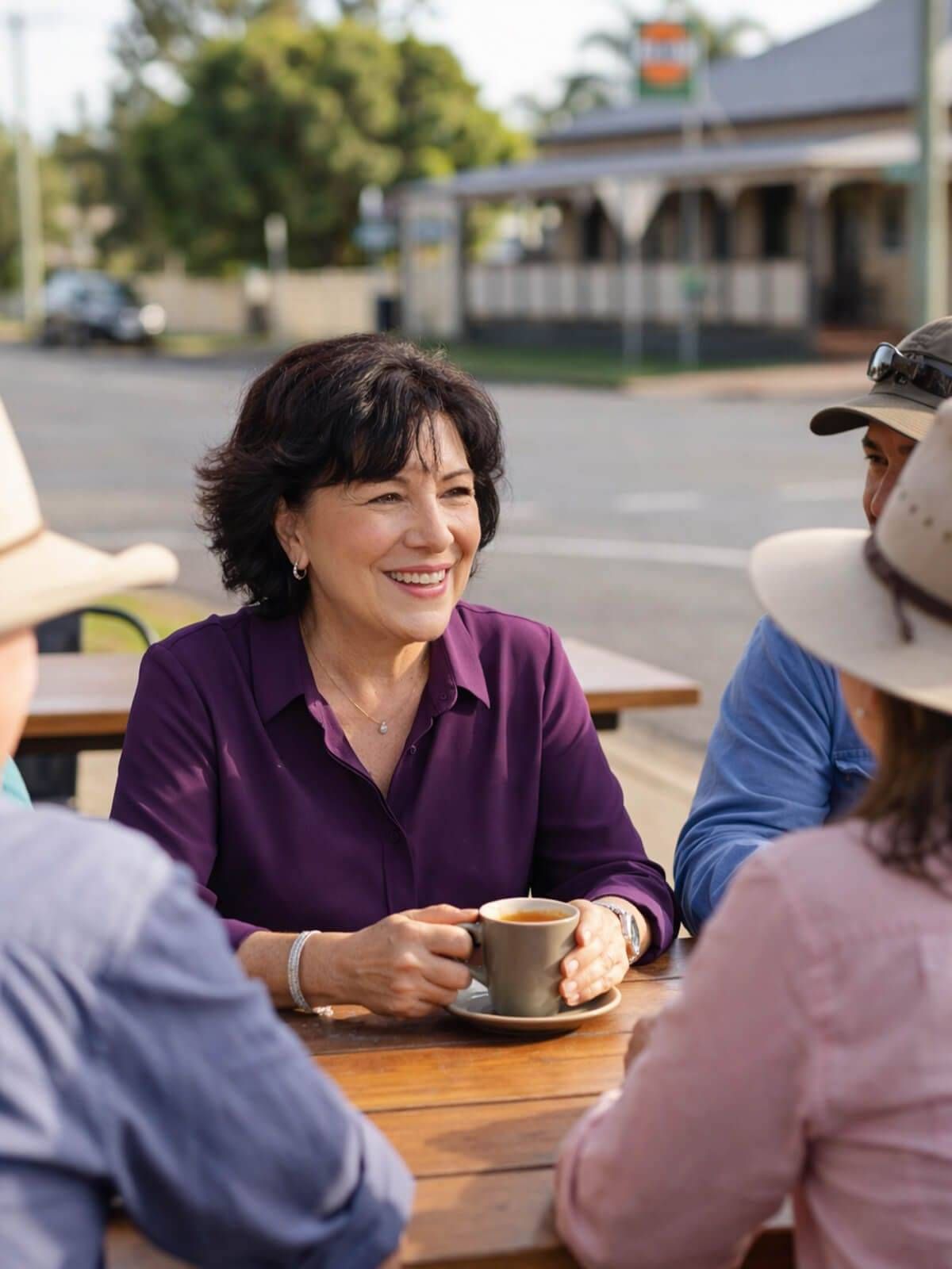 Helen Russo speaking with rural Queensland family