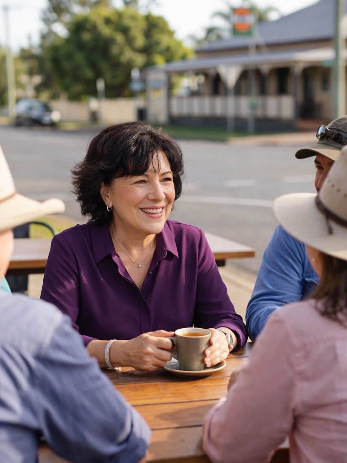 Helen Russo speaking with rural Queensland family