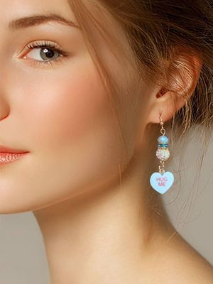Hug Me - Blue Candy Heart Crystal Earrings