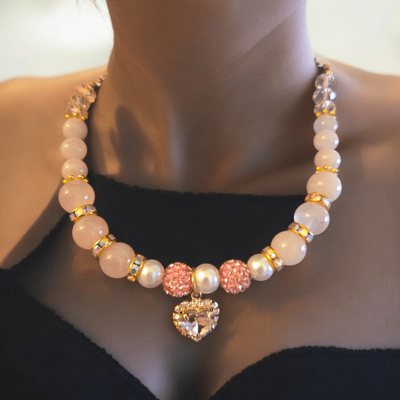 Love's Light: Romantic Rose Quartz and Pearl Necklace