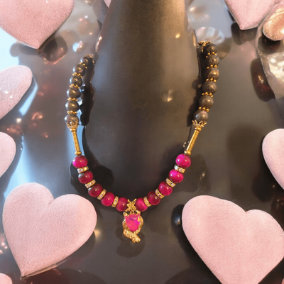 Pink Tiger Glow Slider Necklace