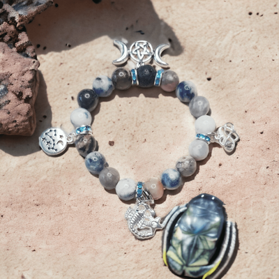 Scorpio Resonance Bracelet: Rhodonite, Sodalite, and Aquamarine Elegance
