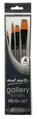 4 Acrylic Brushes 2 x Round &amp; 2 x Flat
