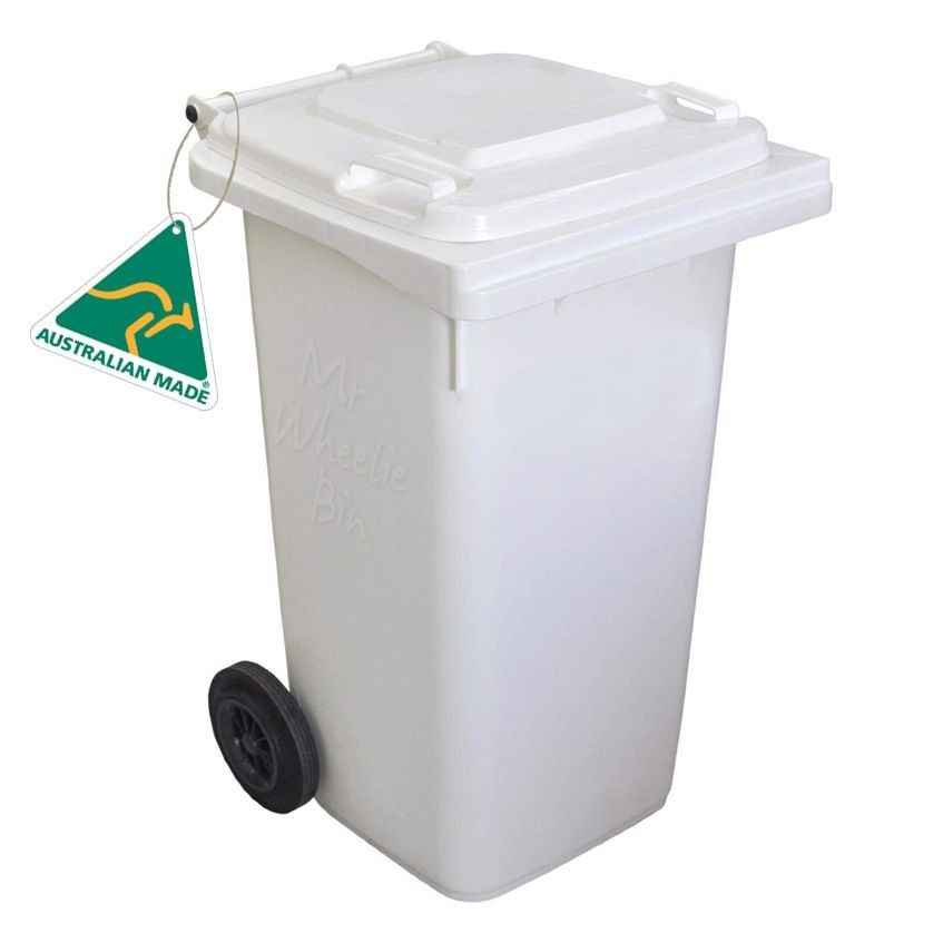 food grade wheelie bins image, showing a 240 litre white bin